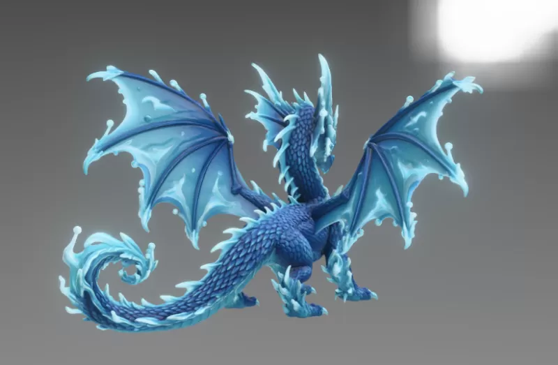 🌊 Frostwave Water Dragon STL File for 3D Print - Model preview 9