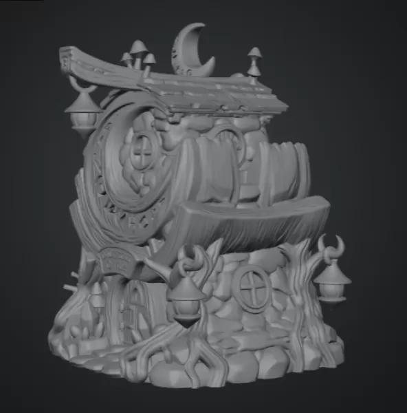 Moonlit Mystic Cottage STL File for 3D Print - Model preview 14