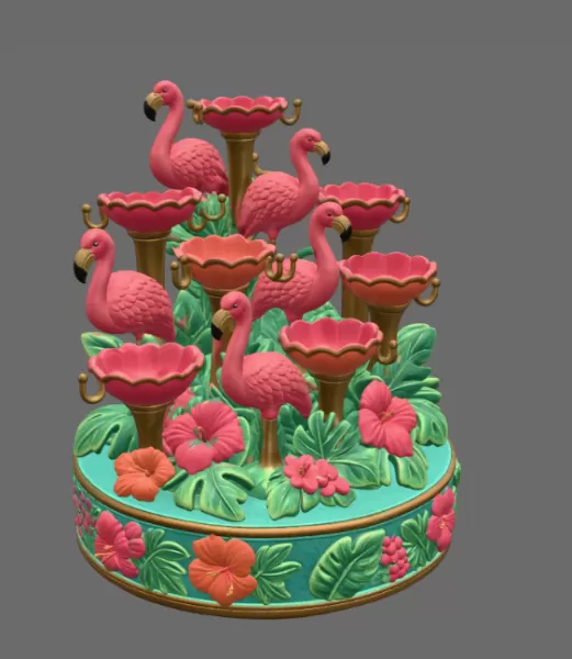 Flamingo Jewelry Organizer STL File for 3D Print - Model preview 8