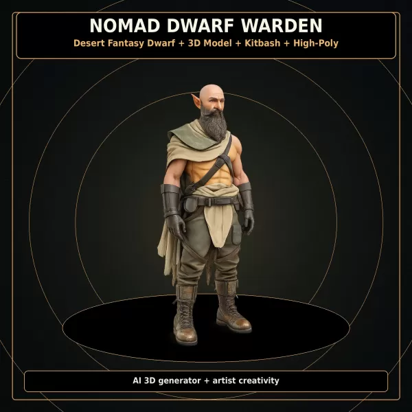 Dwarf Heroes Fantasy Warrior Kitbash Pack – High-Poly 10 Char - Model preview 20