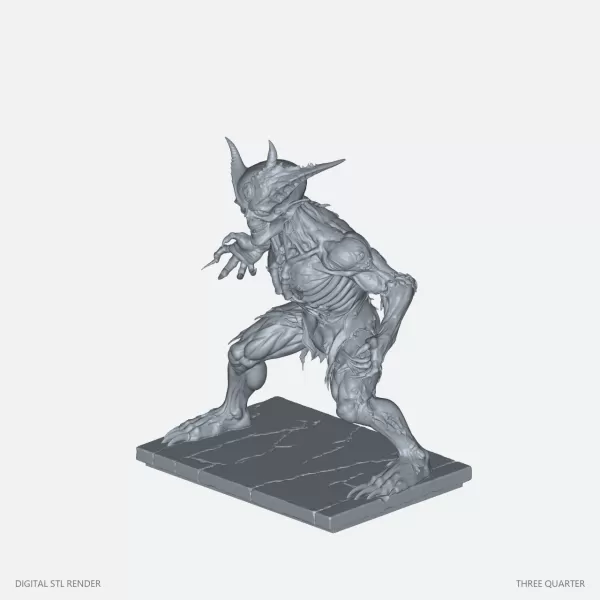Horned Goblin Warrior - STL - Model preview 2