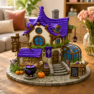 Lavender Witch Apothecary Cottage STL File for 3D Print - Model thumbnail 4