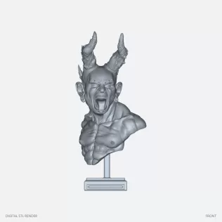 Howling Horned Imp Bust on Stand - 100 mm STL - Model thumbnail 2