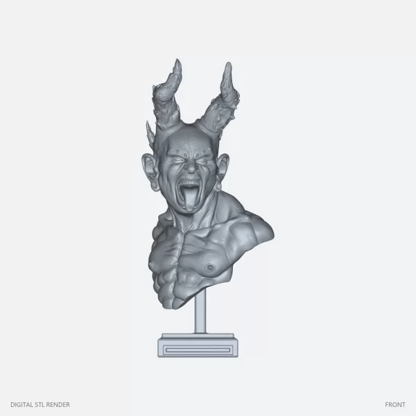 Howling Horned Imp Bust on Stand - 100 mm STL - Model preview 2