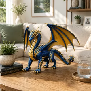 Azure Royal War Dragon STL File for 3D Print - Model thumbnail 3
