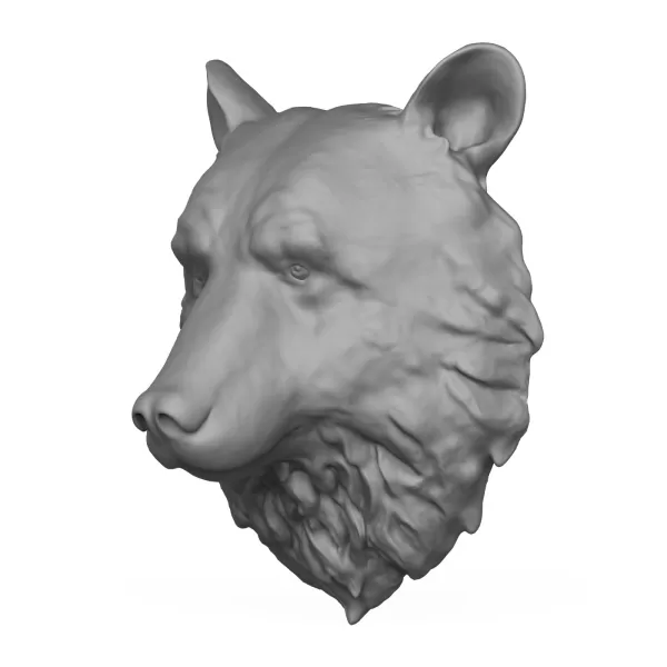 3D Printable Wild Bear Head Statue - Model preview 2