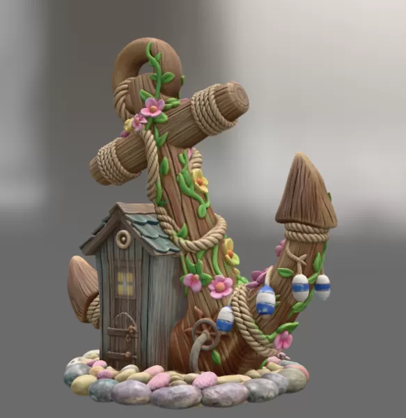 Anchor Fairy House STL File for 3D Print - Model preview 6
