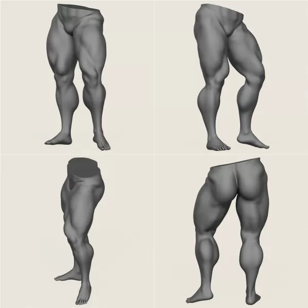 Muscular Man Leg Pose Collection - Model preview 4