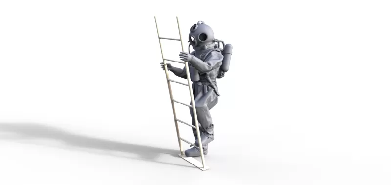Diver figure for ship model - Model preview 2