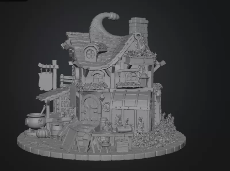 Lavender Witch Apothecary Cottage STL File for 3D Print - Model preview 13
