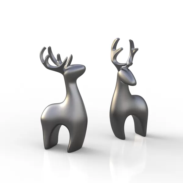 Modern Deer Set: 2 pcs. | Christmas Reindeer Figurines - Model preview 1