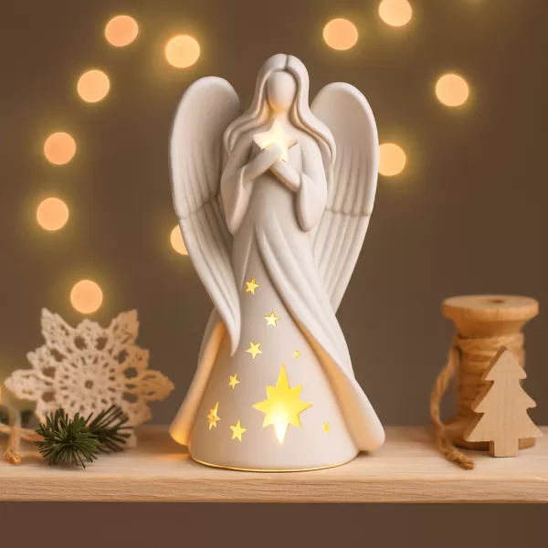 Angel Candle Holder | Christmas Guardian Angel Figurine | Lucky - Model preview 1