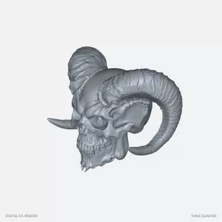 Horned Demon Skull Display - STL - Model thumbnail 2