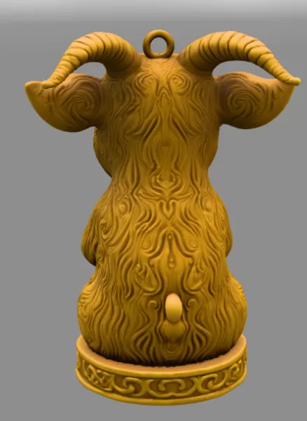 Horned Goat / Ibex Pendant — Heart Holding Figurine - STL file - Model preview 3