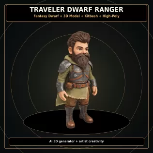 Dwarf Heroes Fantasy Warrior Kitbash Pack – High-Poly 10 Char - Model thumbnail 4