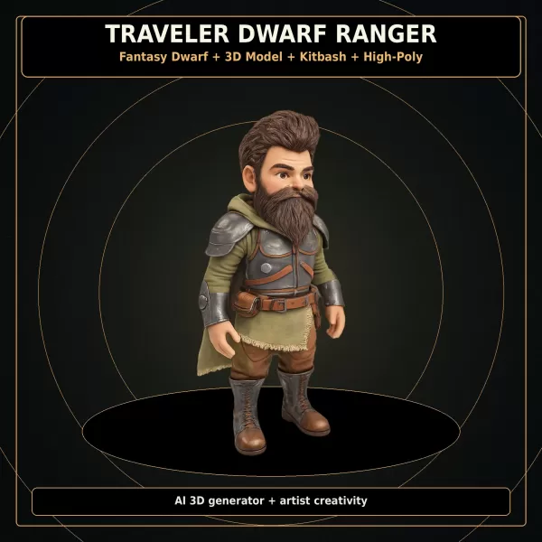 Dwarf Heroes Fantasy Warrior Kitbash Pack – High-Poly 10 Char - Model preview 4