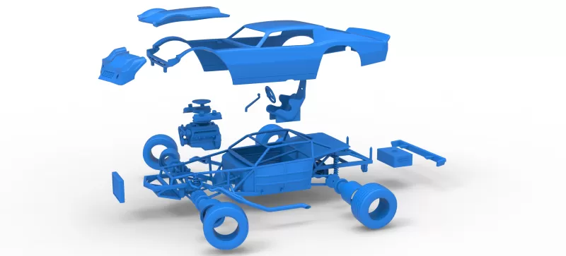 Vintage Dirt late model Race car Version 3 while turning 1:25 - Model preview 28