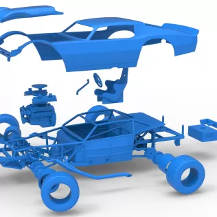 Vintage Dirt late model Race car Version 3 while turning 1:25 - Model thumbnail 28