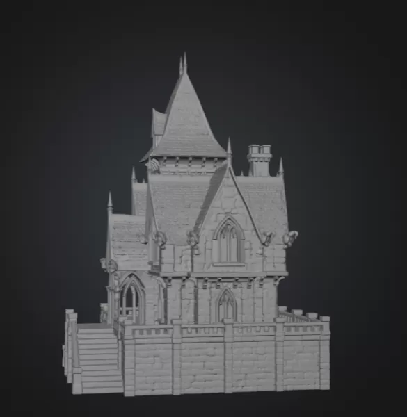Dark Fantasy Mansion STL File for 3D Printing - Model preview 8