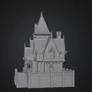 Dark Fantasy Mansion STL File for 3D Printing - Model thumbnail 8