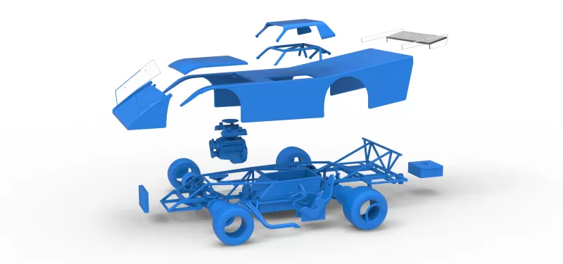 Vintage Dirt late model Race car Version 5 Scale 1:25 - Model preview 28