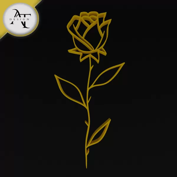 Rose - Line Art - 2D Wall Art Decor - Model preview 1
