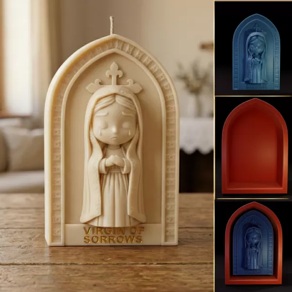 Virgin of Sorrows Chibi Style - 3D Printable Model - Model preview 1