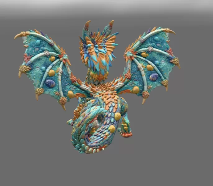 Ocean Bloom Dragon STL File for 3D Print - Model preview 8