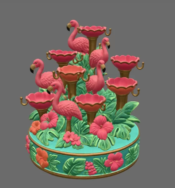 Flamingo Jewelry Organizer STL File for 3D Print - Model preview 7