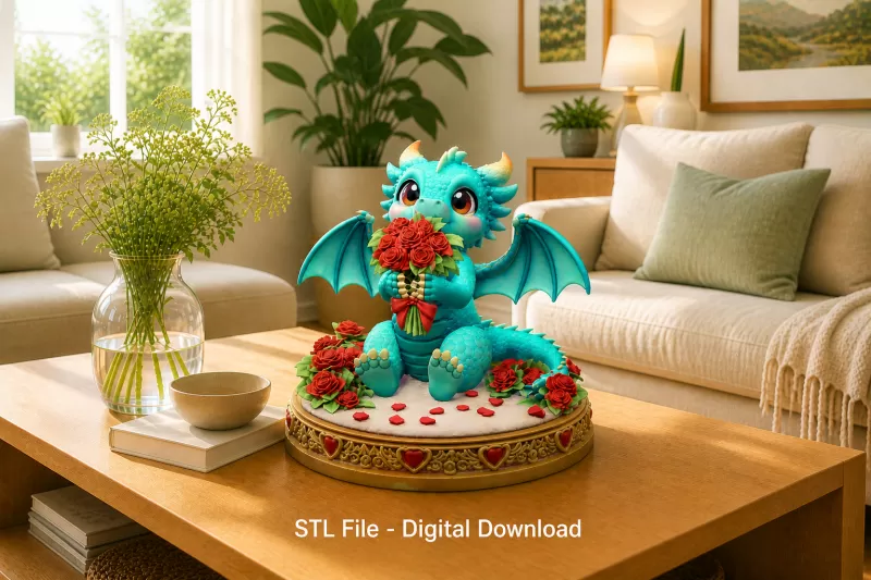 Romantic Dragon STL File for 3D Print - Model preview 1
