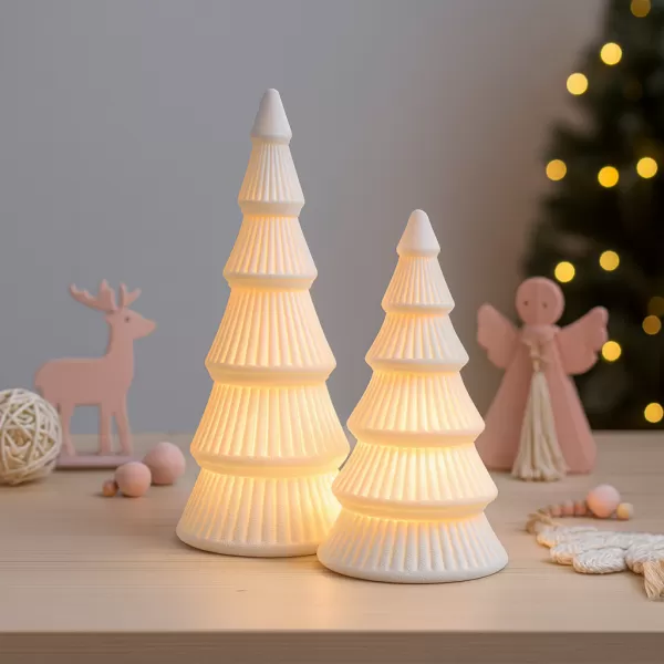 Christmas Tree Candle Holder Set | 2 pcs LED Holiday Decoration - Model preview 4