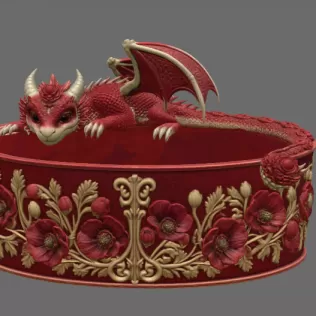 Crimson Poppy Dragon Planter STL File for 3D Print - Model thumbnail 8