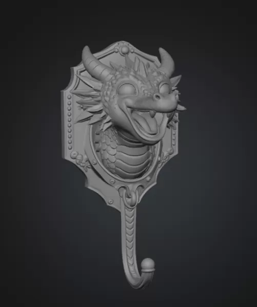 Dragon Wall Hook STL File for 3D Printing - Model preview 12