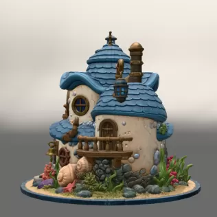 Seaside Fantasy Cottage STL File for 3D Print - Model thumbnail 9