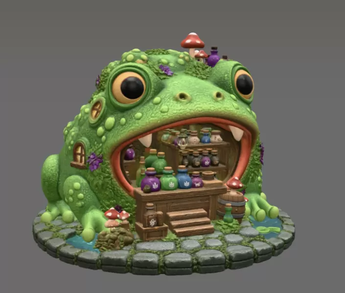 Frog Alchemist Apothecary STL File for 3D Print - Model preview 7