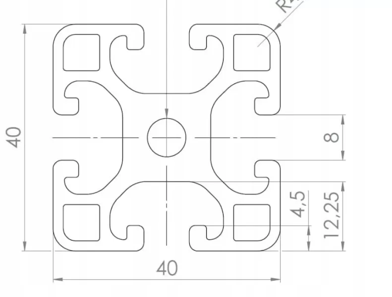 Shelf for construction profile 40x40 groove 8. 60mm - Model preview 3