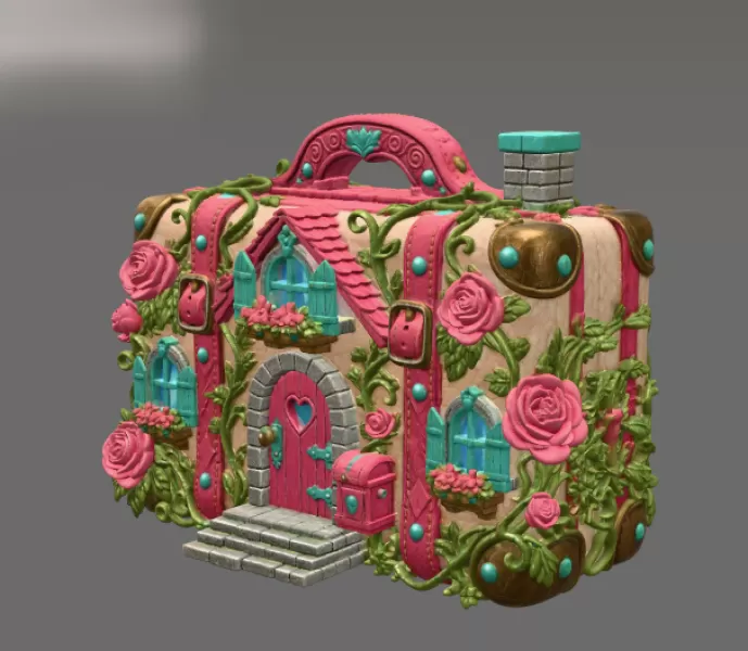 Fantasy Suitcase House STL File for 3D Print - Model preview 4