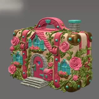 Fantasy Suitcase House STL File for 3D Print - Model thumbnail 4