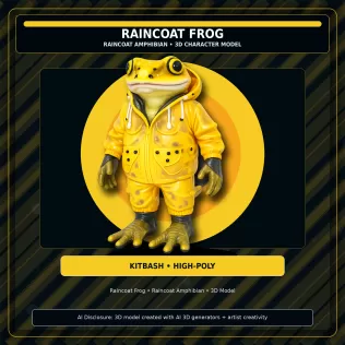 Frog & Shark Creature Pack – Amphibian Ocean Character Kitbash - Model thumbnail 4