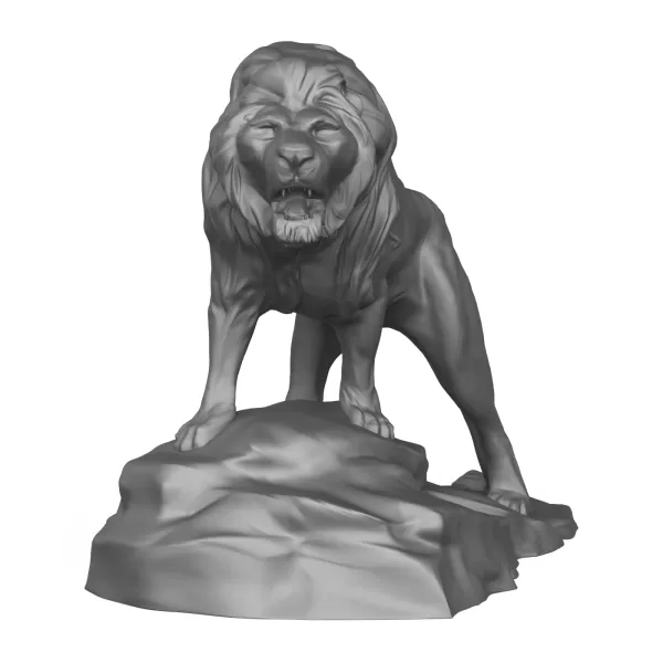 Lion Sculpture 3D Printable Model - Model preview 2