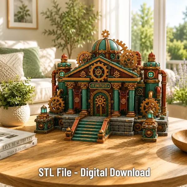 Grand Steampunk Gearworks Castle STL File for 3D Print - Model preview 4