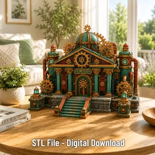 Grand Steampunk Gearworks Castle STL File for 3D Print - Model thumbnail 4