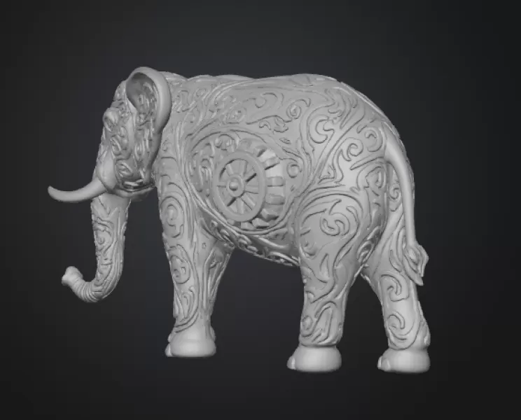 Ornamental Elephant with Intricate Engravings - Model preview 3