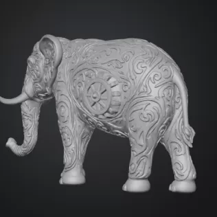 Ornamental Elephant with Intricate Engravings - Model thumbnail 3