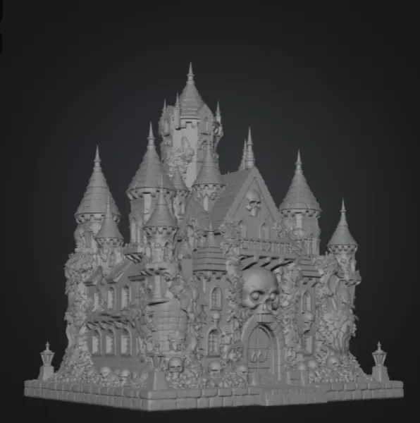 Skull Bloom Castle STL File for 3D Print - Model preview 12