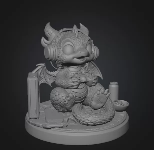 Gamer Dragon STL File for 3D Print - Model preview 8