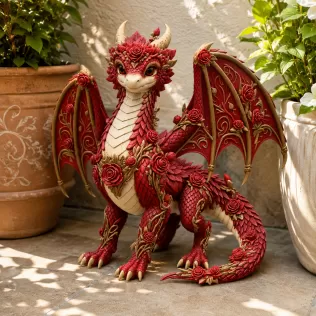 Crimson Rose Dragon STL File for 3D Print - Model thumbnail 3