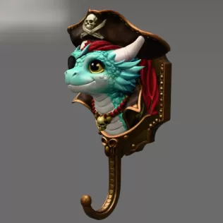 Pirate Dragon Key Holder STL File for 3D Print - Model thumbnail 4