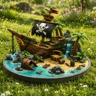 Pirate Treasure Island Shipwreck STL File for 3D Print - Model thumbnail 3