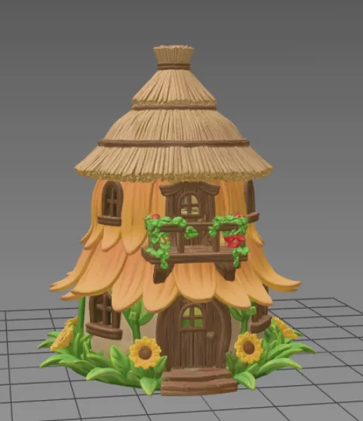 Fantasy Straw Cottage – STL File 3D Printable Fairy House - Model preview 7